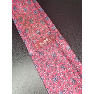 Hermes Men's Necktie Pink Floral Chain 100% Silk Fair